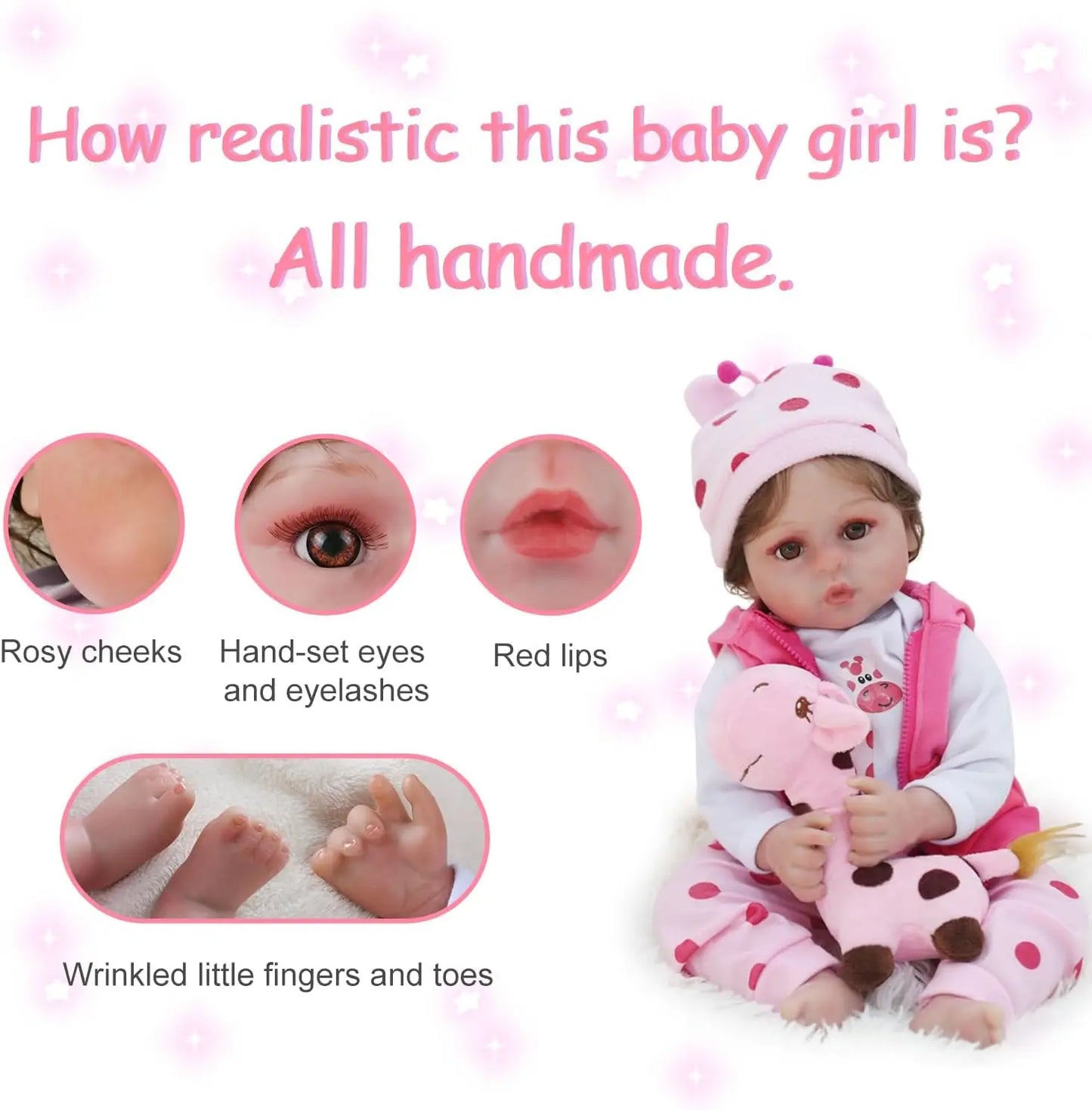 KAYDORACN Reborn Realistic Baby Doll Lifelike Silicone Girl
