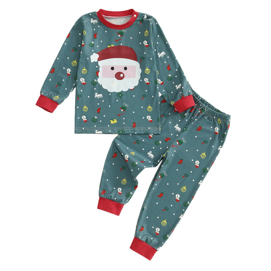 CN Guangdong Kids Holiday Pajama Set Festive Reindeer Print