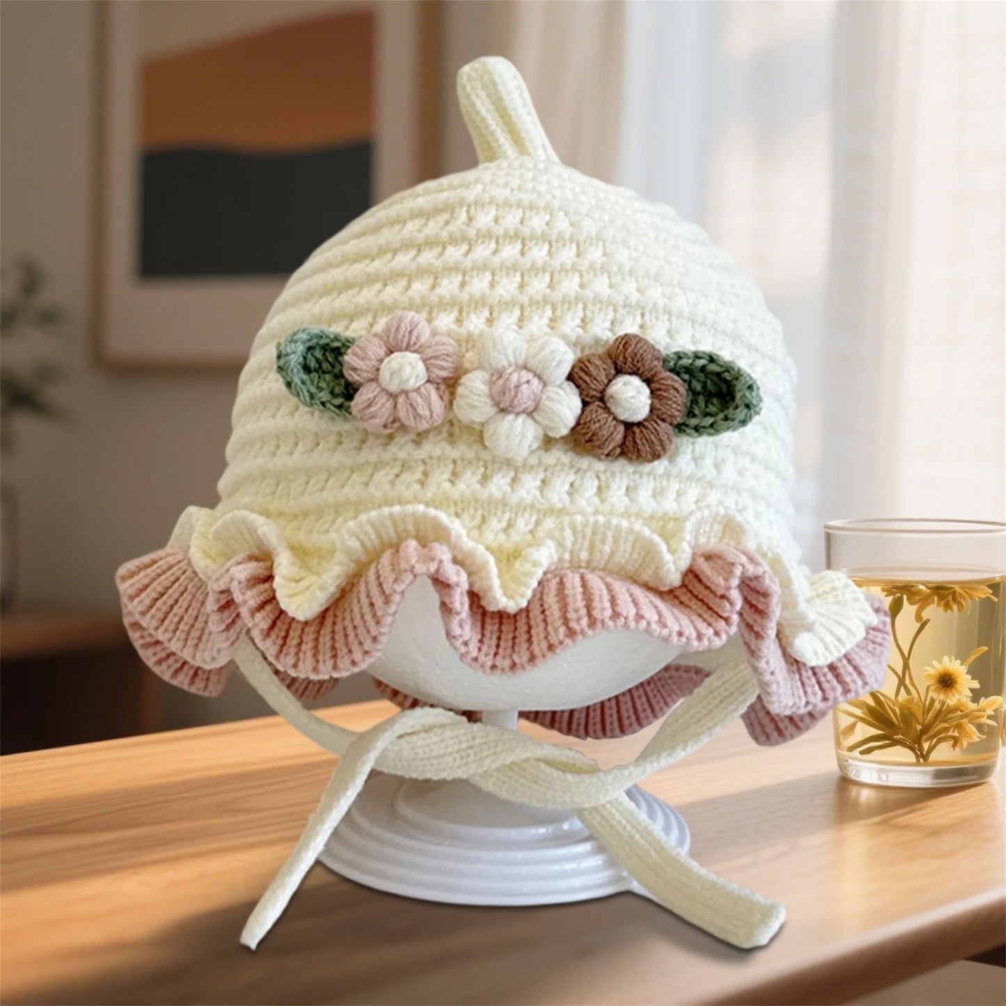 Guangdong Cute Toddler Pom Pom Beanie Hat With Ear Flaps