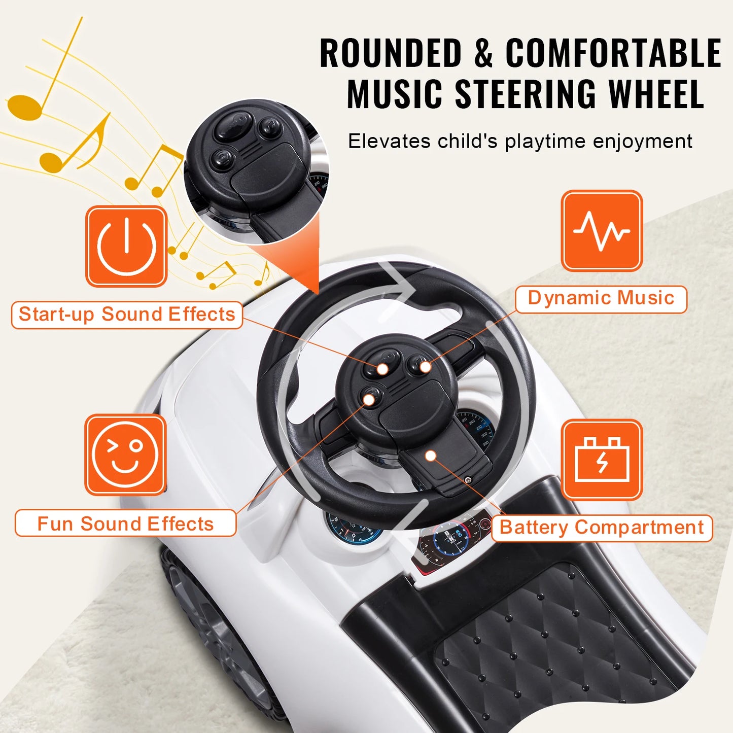 SucceBuy Ride On Push Car For Toddlers With Music Wheel