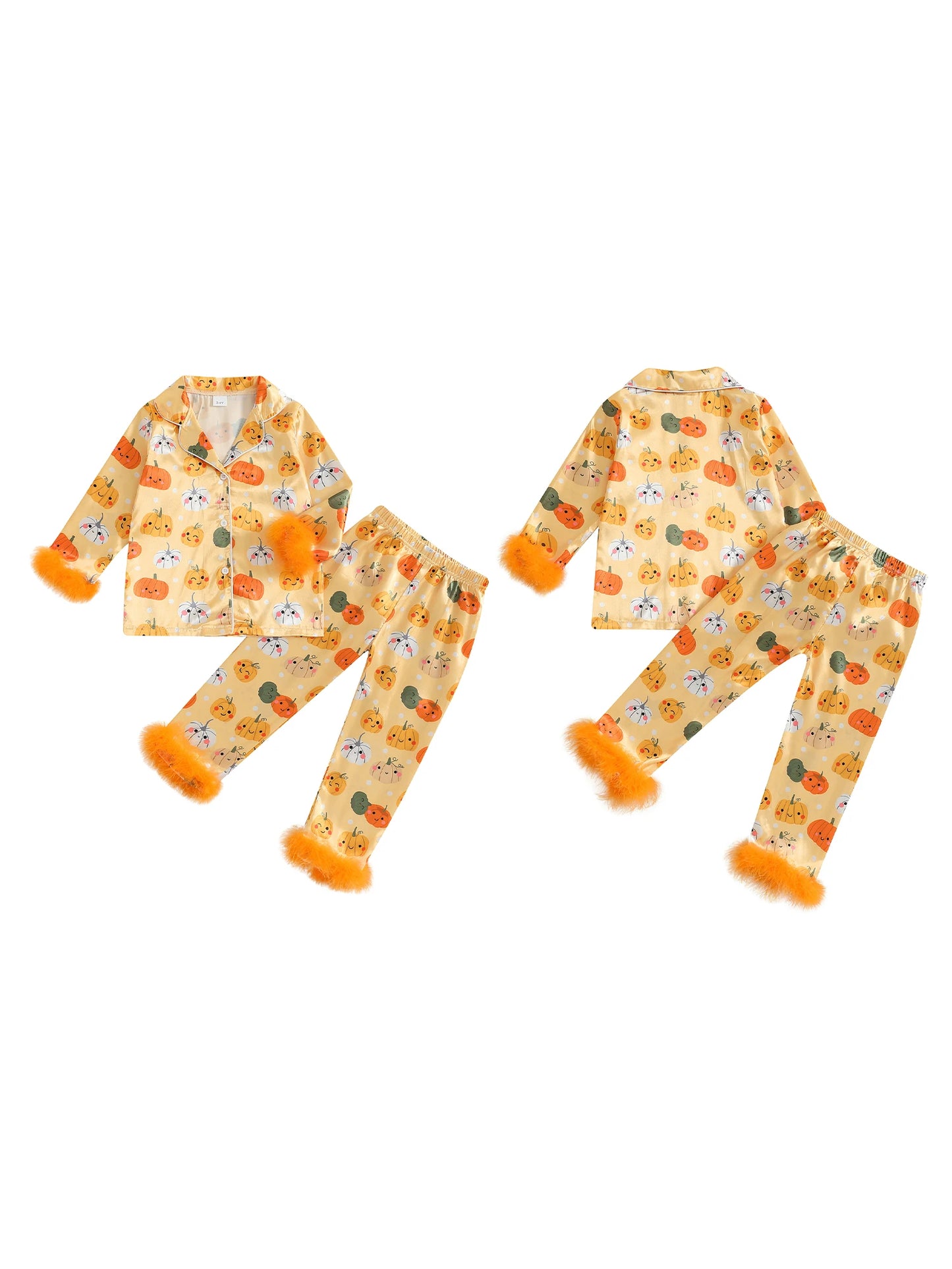 Girls Halloween Pajama Set Spooky Bat Spider Print Pajamas