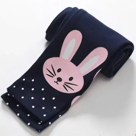 Girls Cotton Leggings With Cartoon Animal Print For Daily Wear