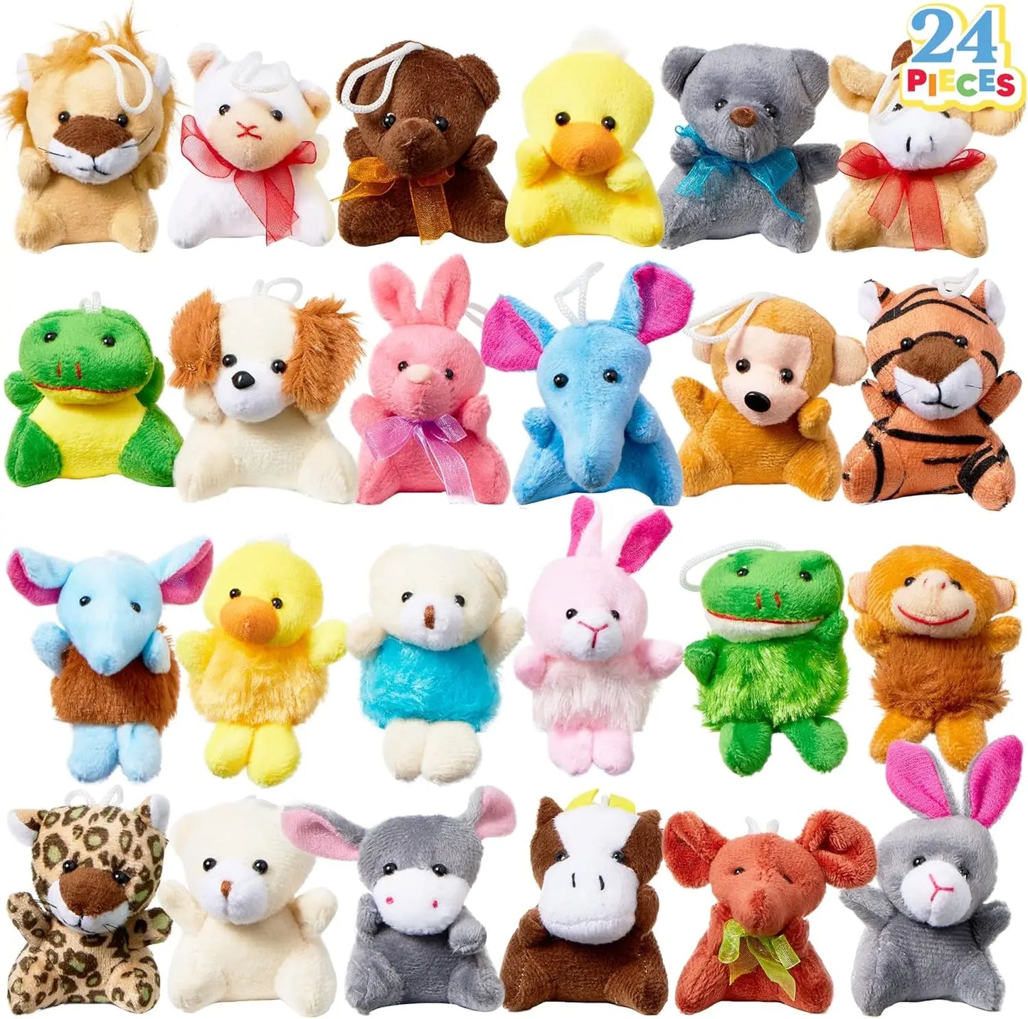 Joyfy 24 Pcs Mini Animal Plush Toys Bulk Party Favors