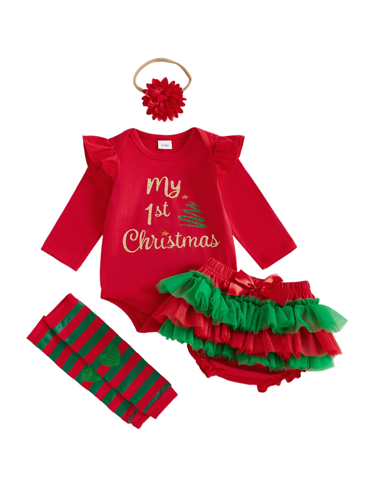 CN Guangdong Toddler Girl Winter Holiday Sequin 4-Piece Set