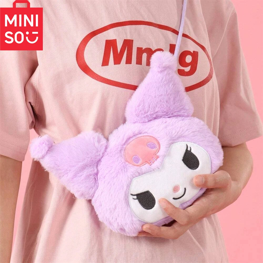 Miniso Sanrio Kuromi Plush Shoulder Bag Durable Polyester