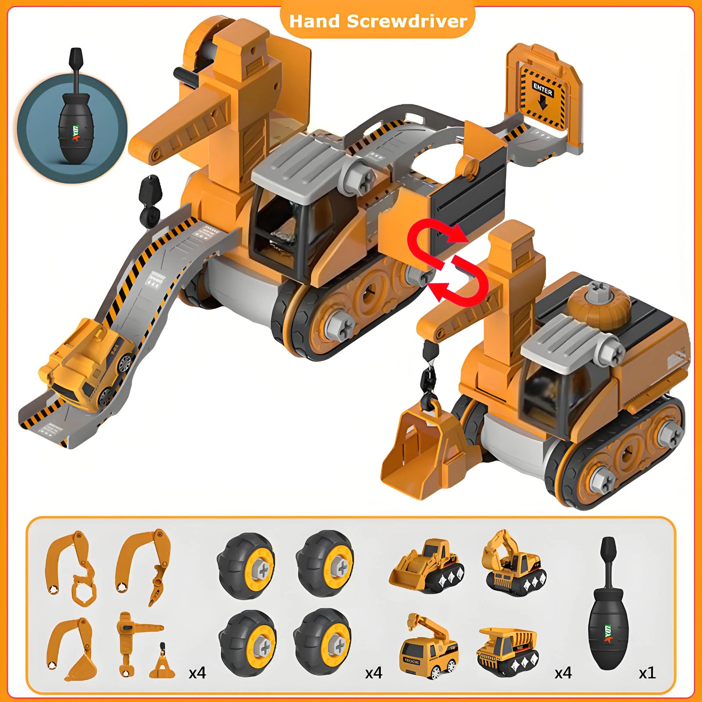 Kids Engineering Vehicle Drill Toy Set Educational For Boys