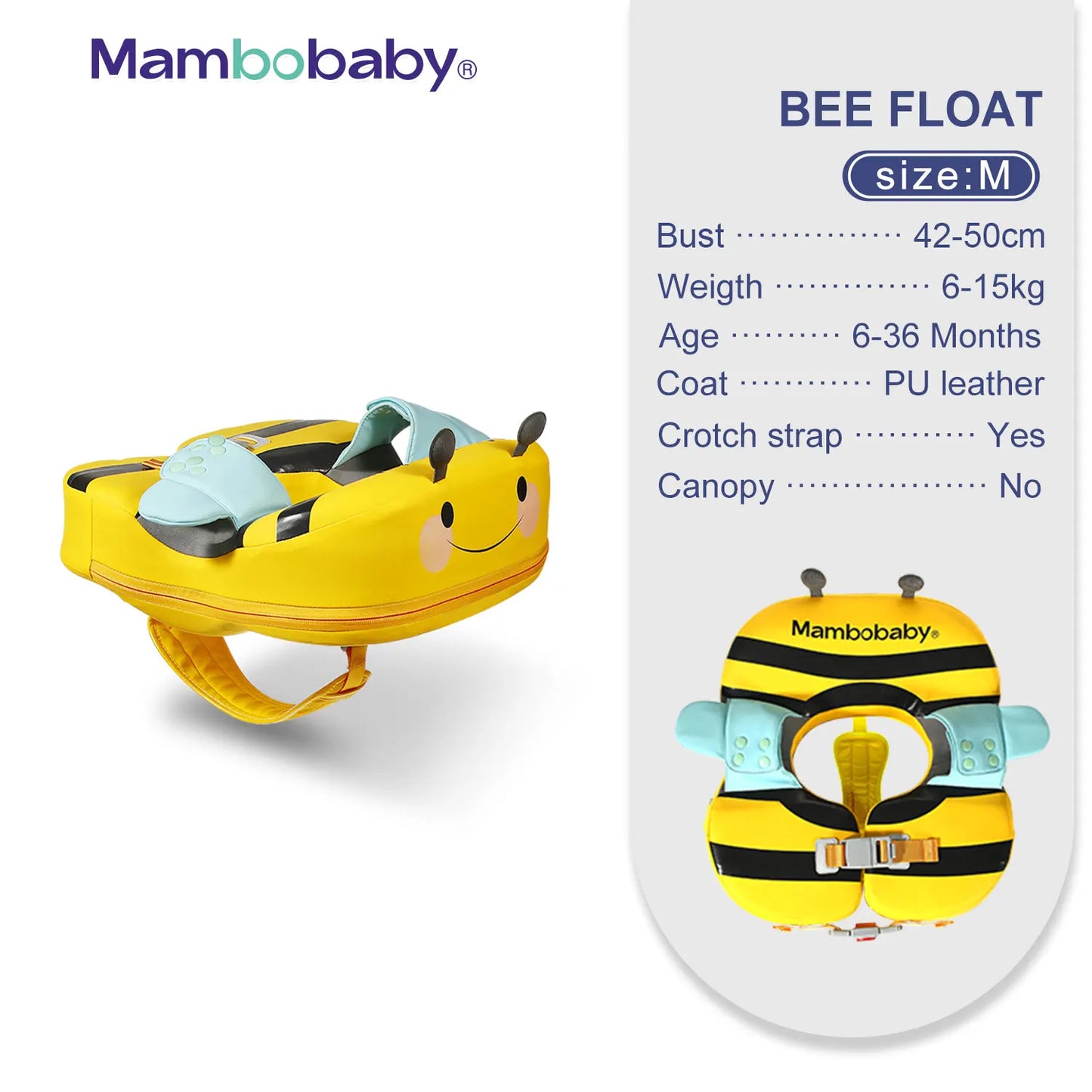 Mambobaby Baby Float With Sunshade Crotch Strap Ring