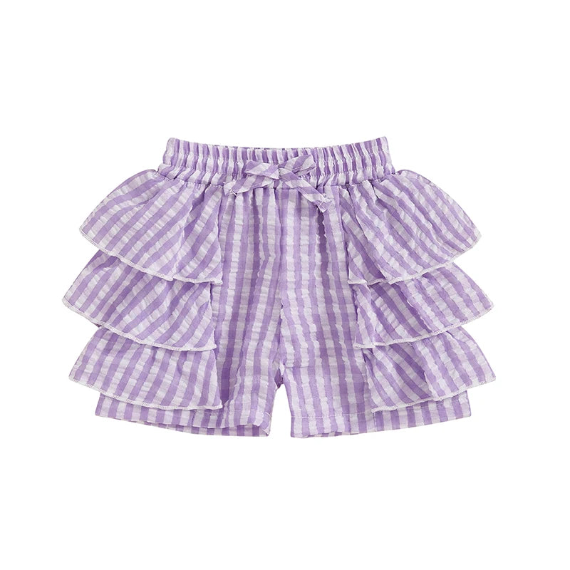 Girls Floral Ruffle Shorts With Elastic Waistband Bow Detail