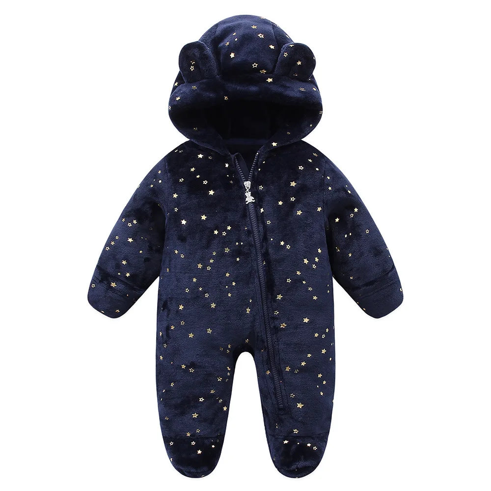 OLEKID Velvet Hooded Baby Romper Unisex Newborn Knit
