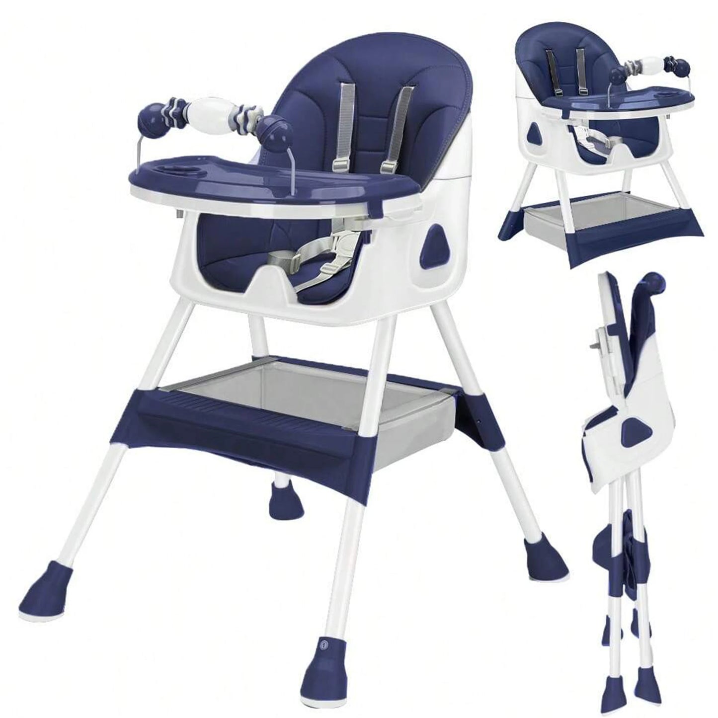 UBRAVOO Foldable Baby High Chair With Antislip Pad Toy Rack