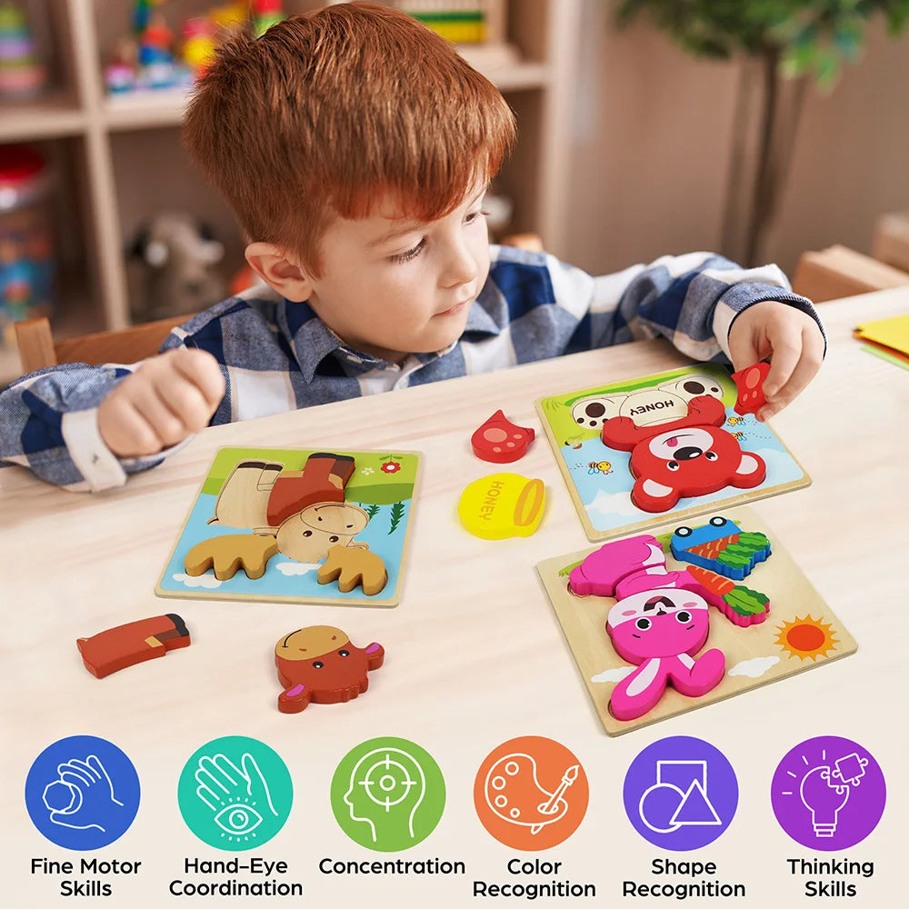 Hign-concerned Animal Wooden Puzzles For Toddlers Learning