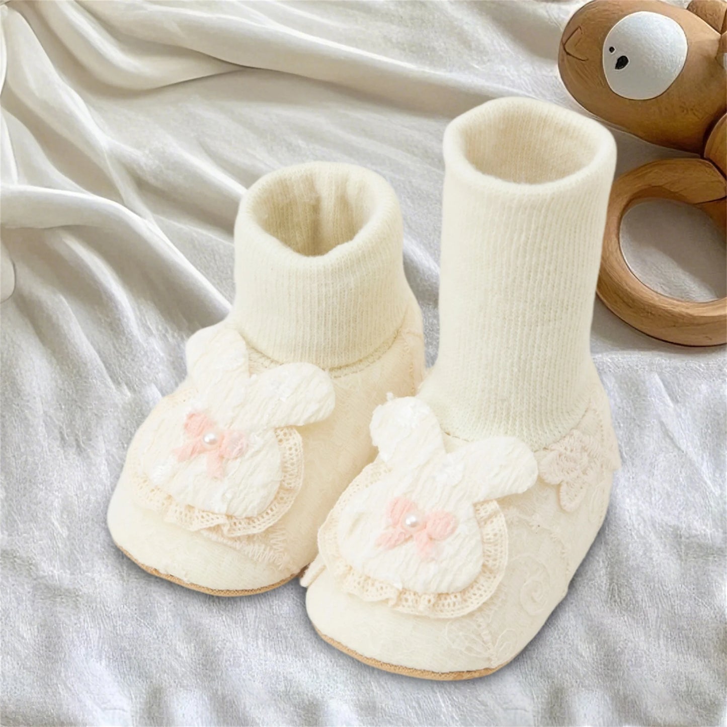 Baby First Walkers Non Slip Shoes With Rabbit Bow Sole