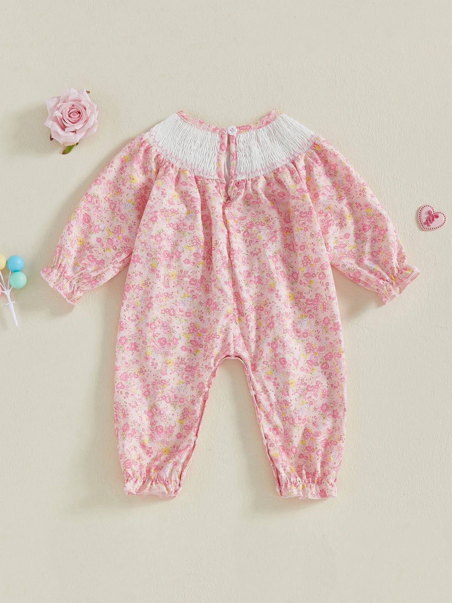 Thanksgiving Embroidered Turkey Baby Girl Romper Jumpsuit