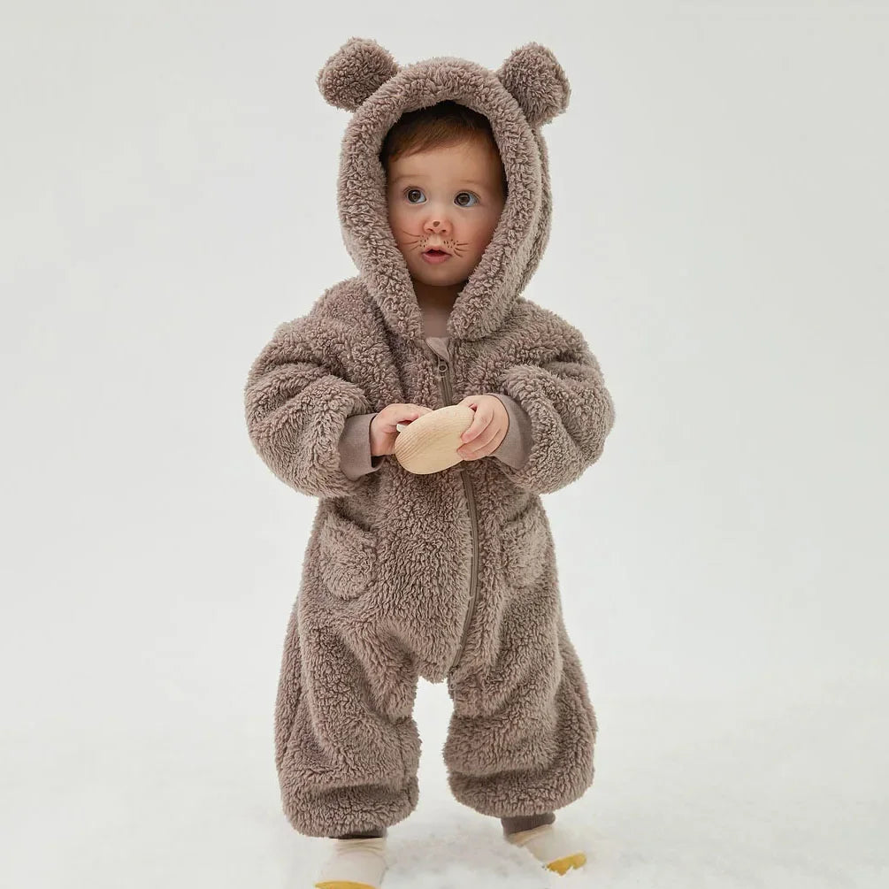 Guangdong CN Baby Winter Warm Fleece Hooded Jumpsuit Rompers