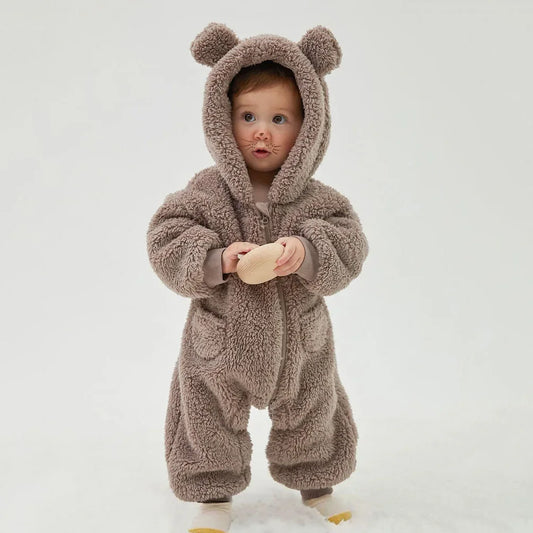 Guangdong CN Baby Winter Warm Fleece Hooded Jumpsuit Rompers