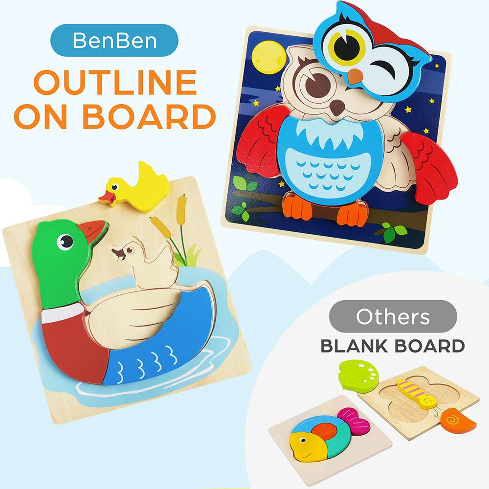 Hign-concerned Animal Wooden Puzzles For Toddlers Learning