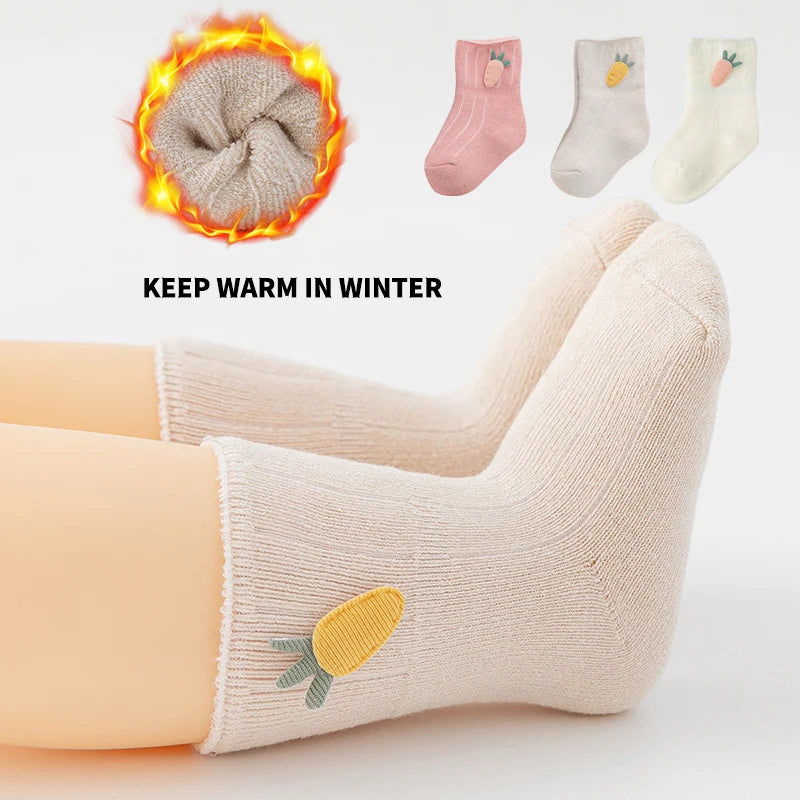 Cozy Cotton Carrot Pattern Baby Toddler Socks Three Pairs