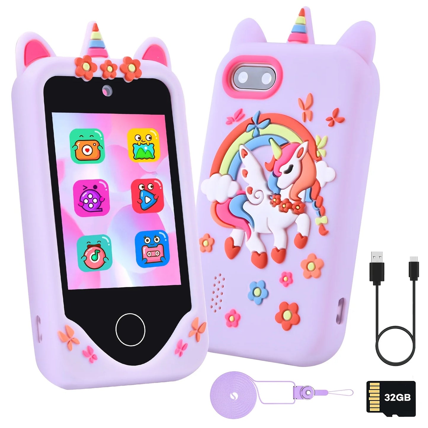 Kids Phone Toy With Touchscreen HD Dual Camera 32GB Card