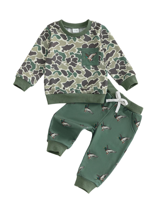 Toddler Boy 2 Piece Camouflage Animal Print Outfit Set