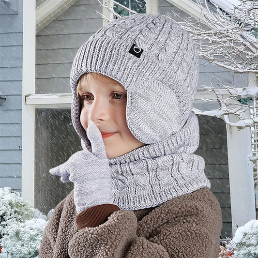 WinterKnit Hat Scarf and Gloves Set for Children ThermalInsulationAllWeatherProtection