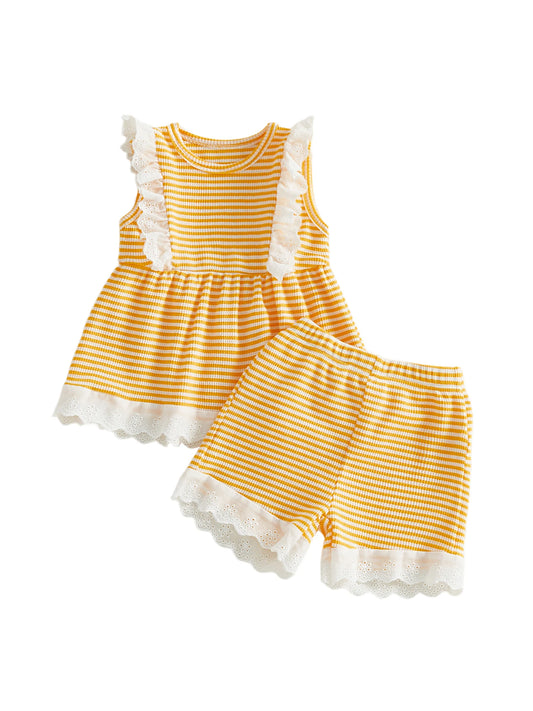 Infant Girls Floral Sleeveless Top and Shorts 2 Piece Set