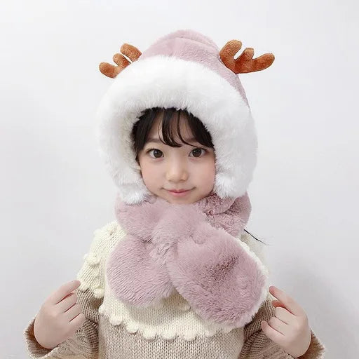 Arthmix Winter Infant Beanie Deer Antler With Faux Fur Earflap