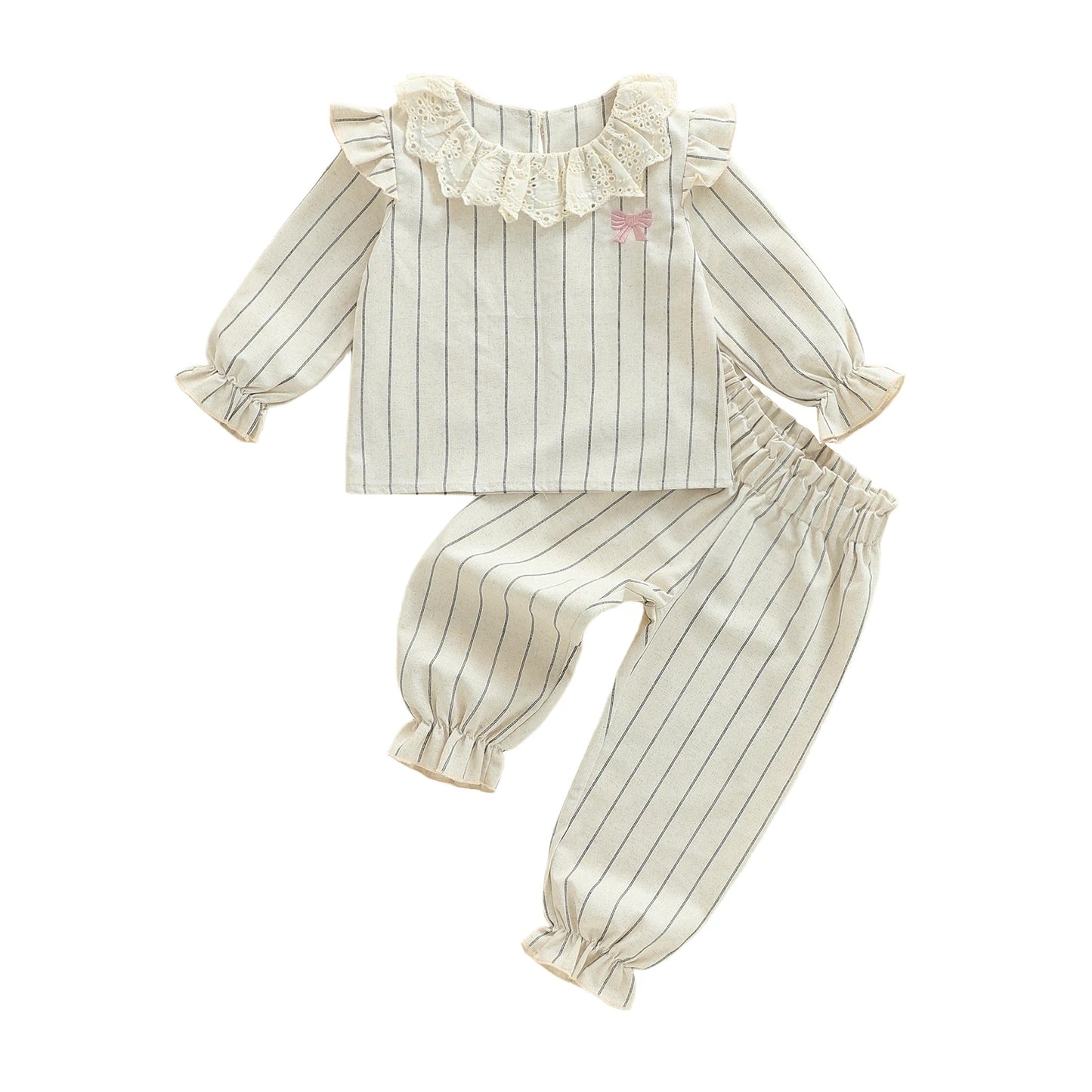 Baby Girls 2 Piece Outfit Set Long Sleeve Bow Top Pants