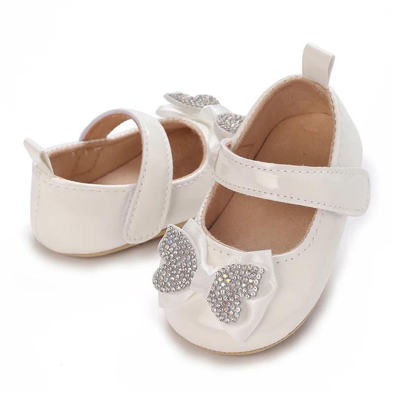 Baby Girls First Walkers Butterfly Knot Shoes Soft Rubber Bottom