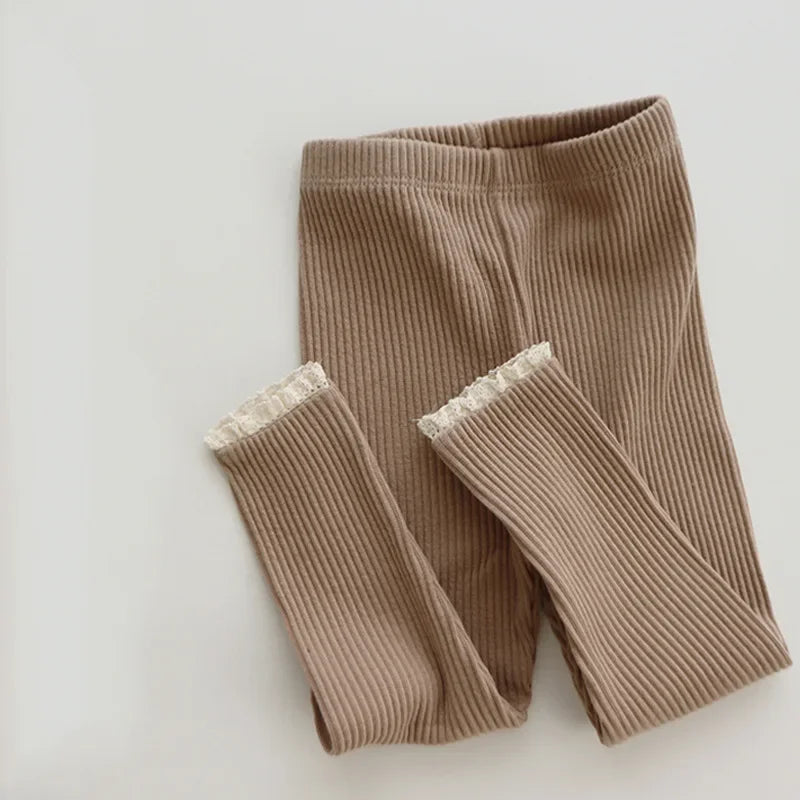 Newborn Baby Leggings Ribbed Cotton Pants For Girls