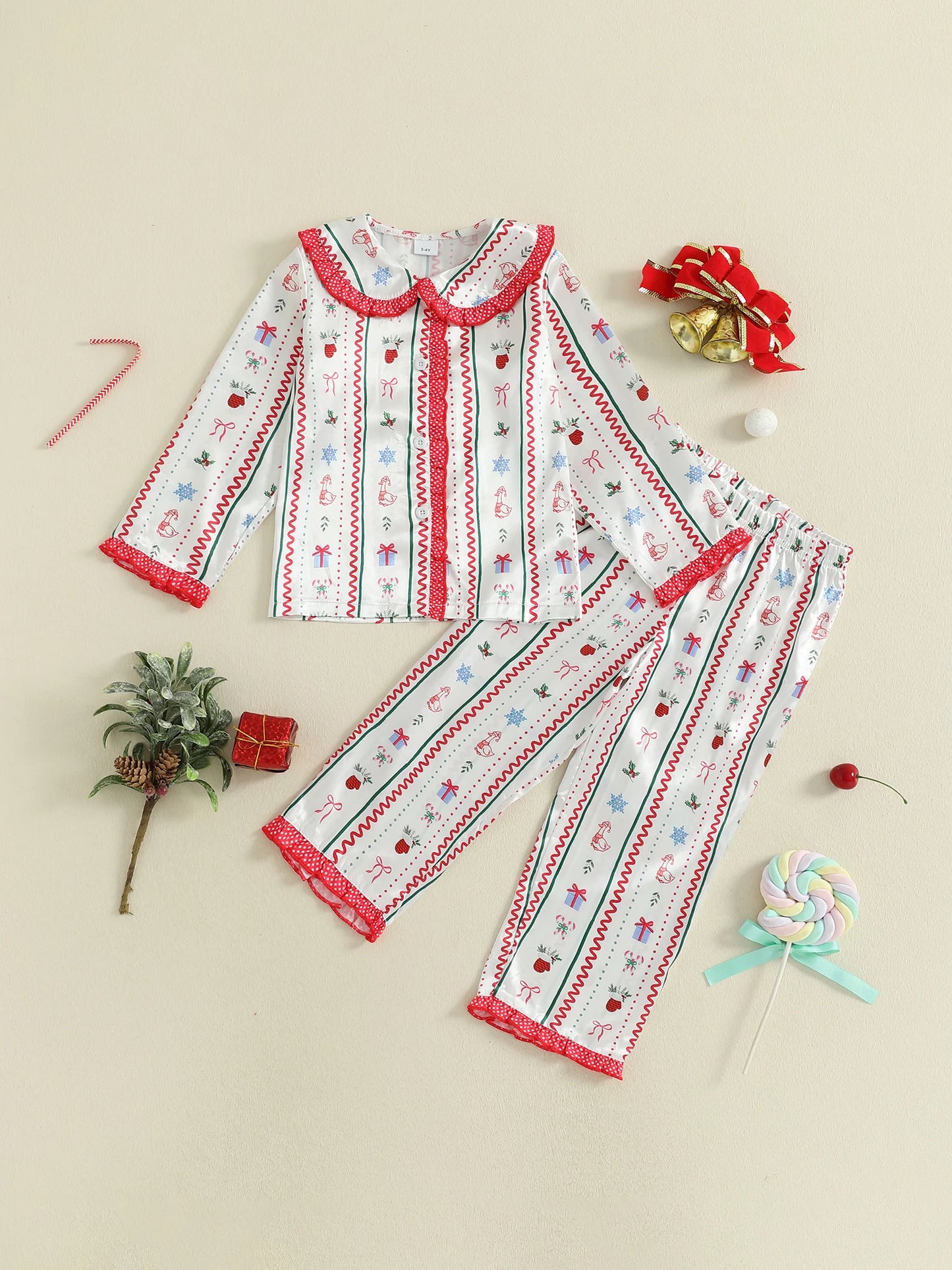 Winter Pajama Set For Boys Cozy Sleepwear With Elastic Waist