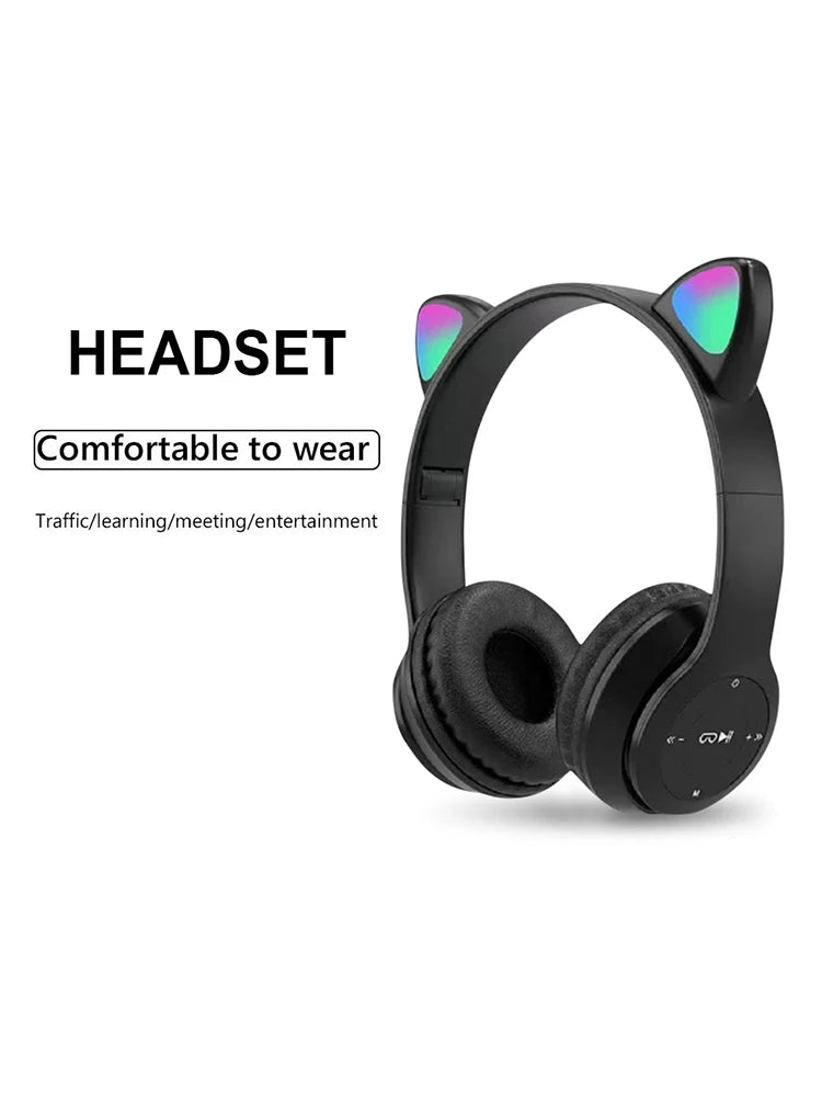 ANENG Wireless Cat Ear Bluetooth Headphones Over Ear Sports