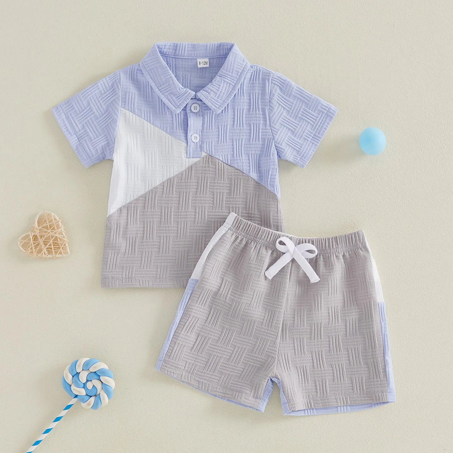 Baby Boy 2-Piece Lapel Neck Tops And Shorts Set