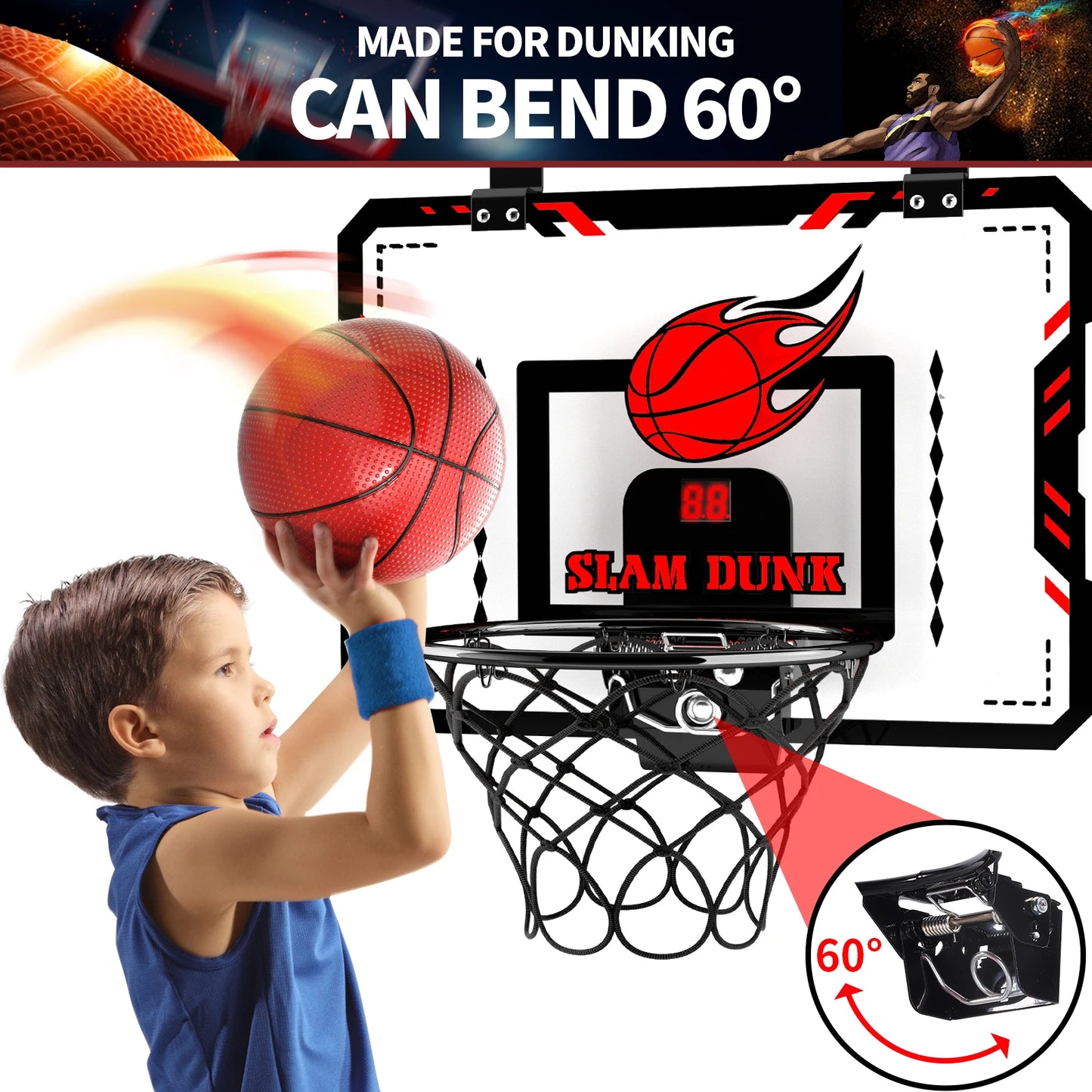 CE Indoor Basketball Hoop For Kids With Scoreboard