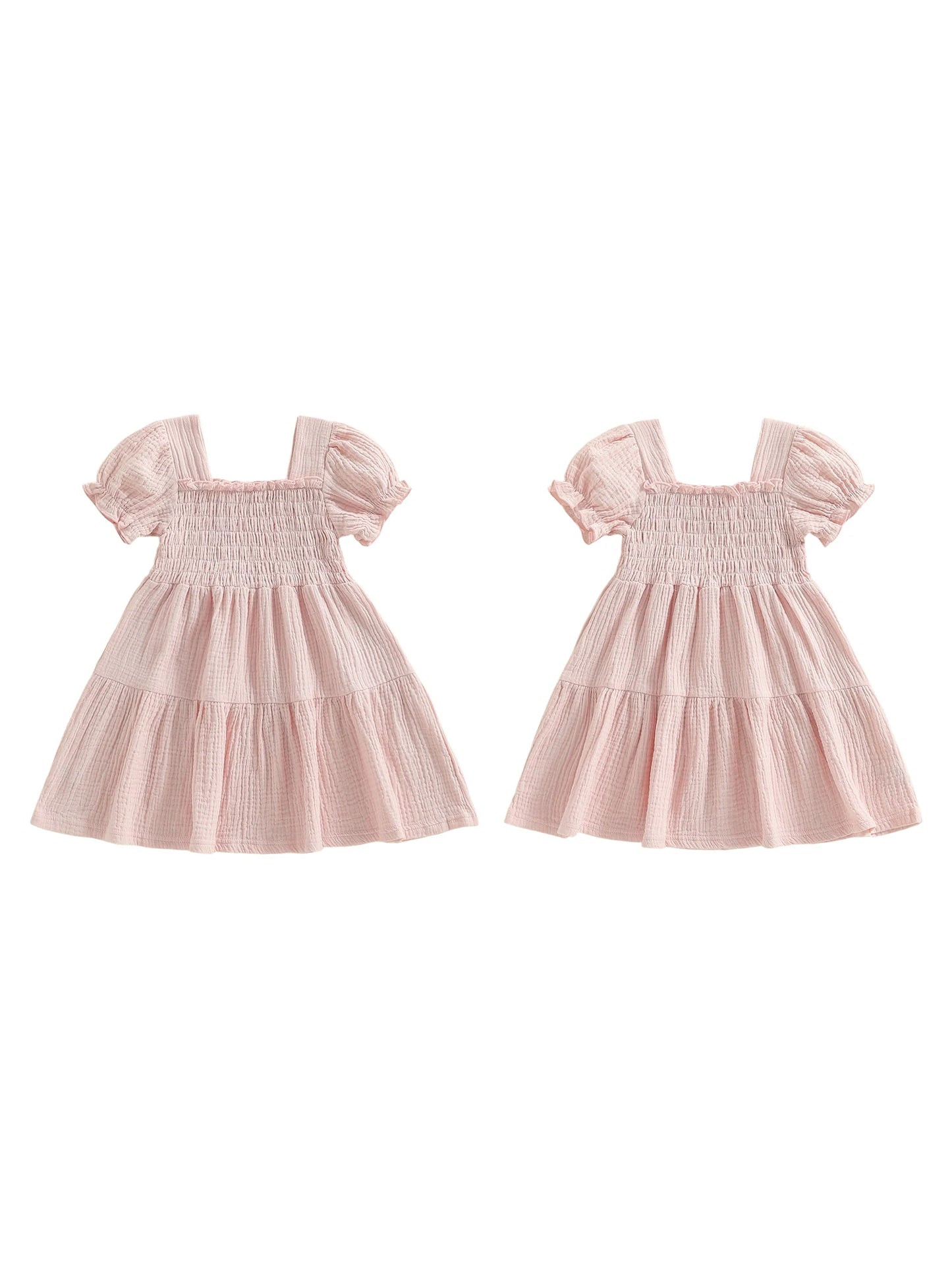 Baby Girl Floral Sleeveless Dress With Bow And Square Neck