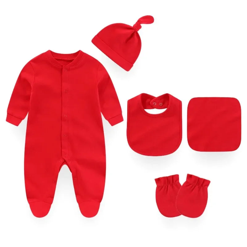KiddiezoomCN Unisex Baby Romper Set Burp Cloth Bib Hats