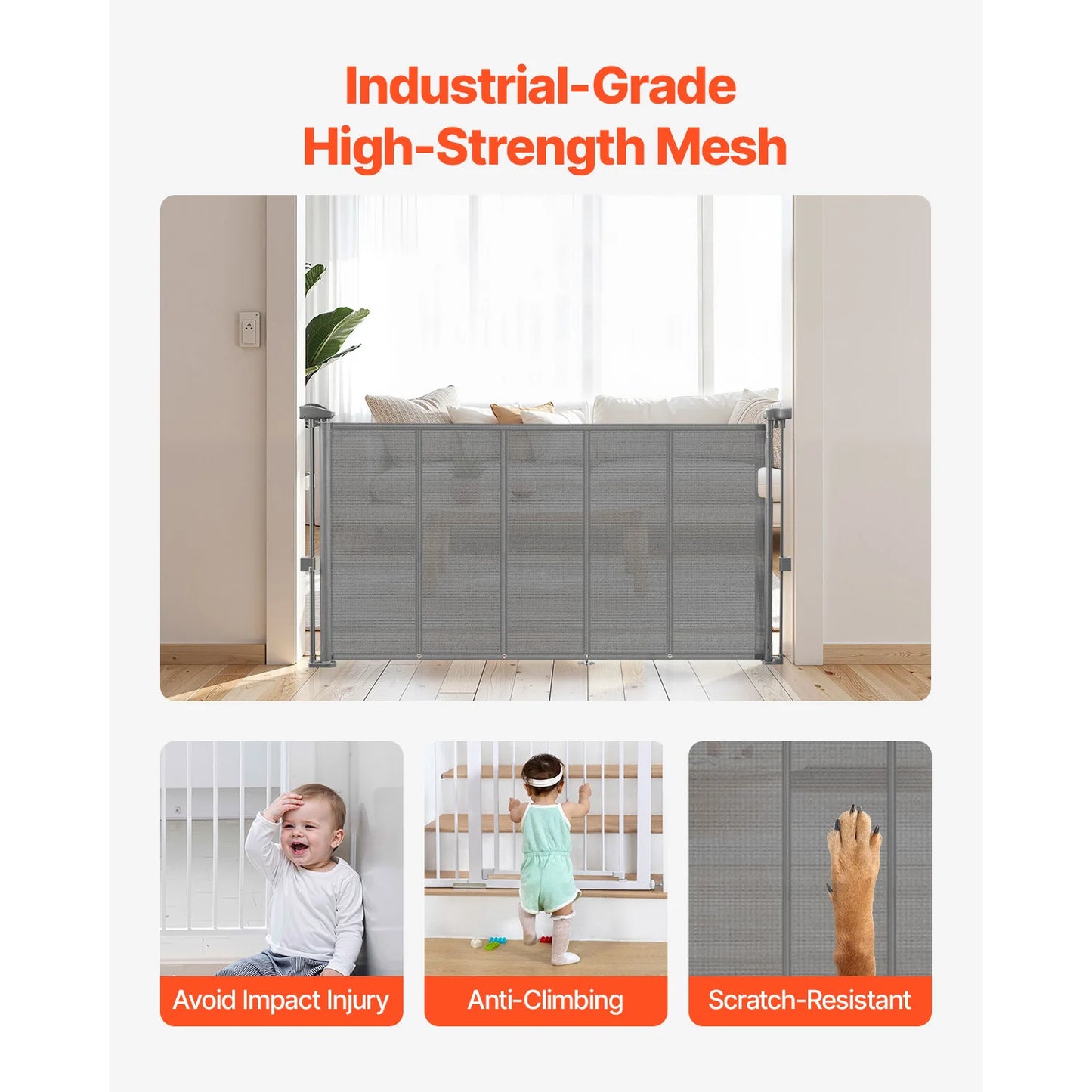 SucceBuy Retractable Baby Gate For Kids And Pets Mesh