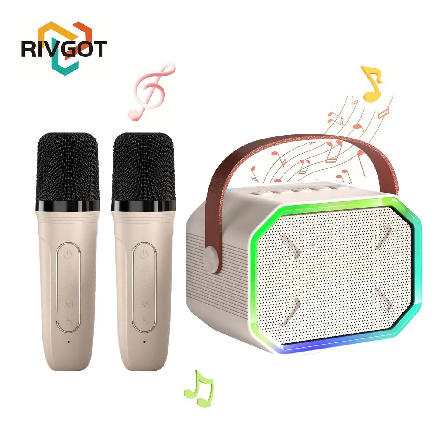 RIVGOTC Mini Karaoke Machine for Kids Bluetooth Microphone
