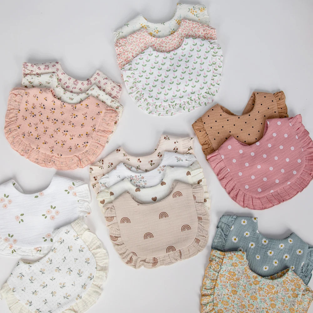 Flower Print Baby Bibs Adjustable Snap Burp Cloths
