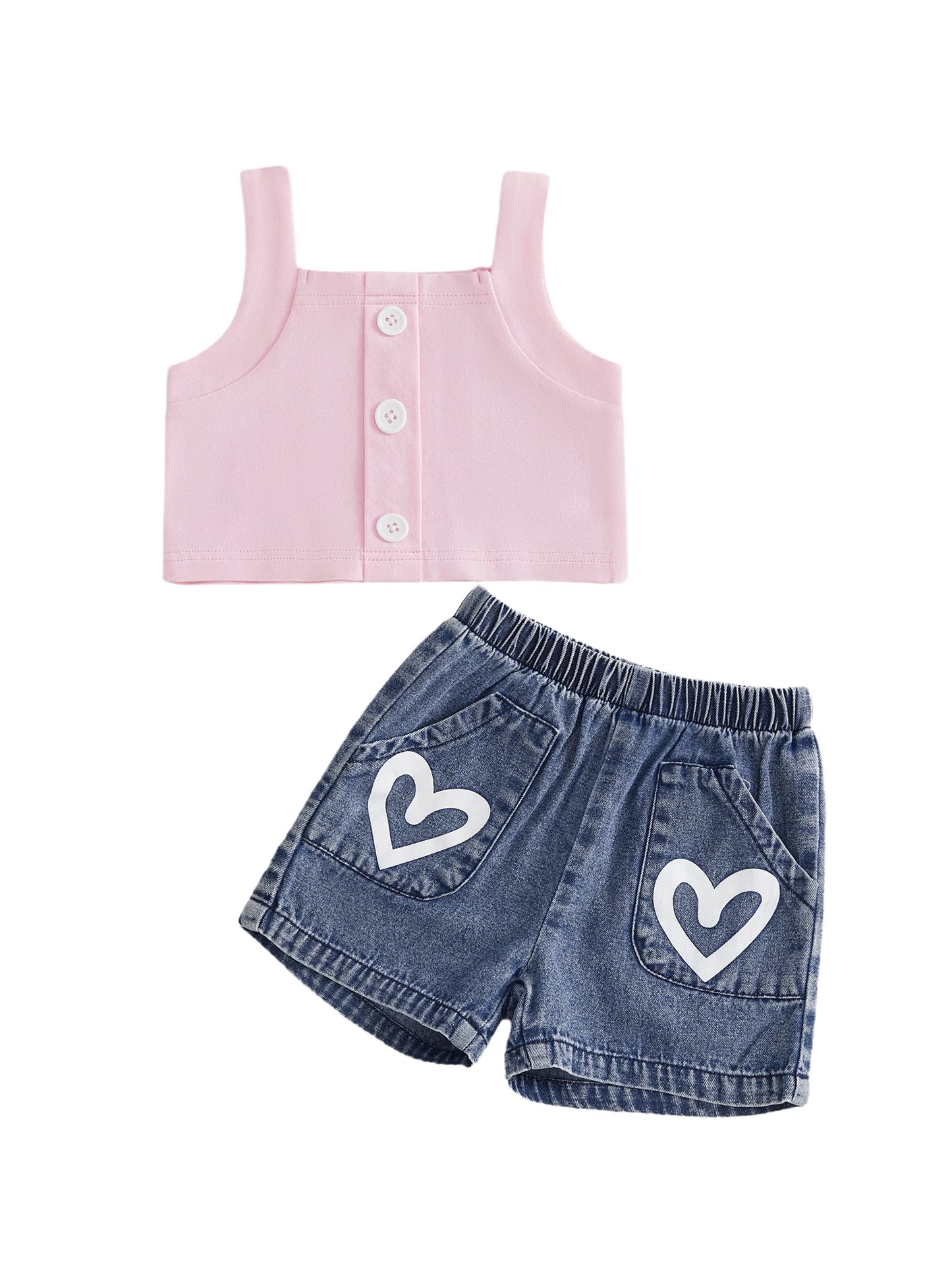 Girls Floral Sleeveless Crop Top And High Waist Shorts Set