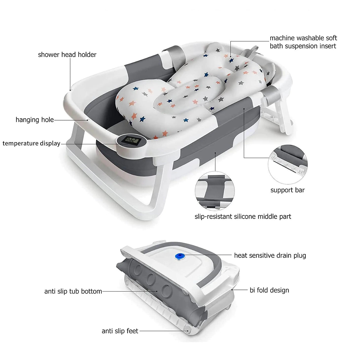 Hign-concerned Baby Bath Tub With Temperature Indicator