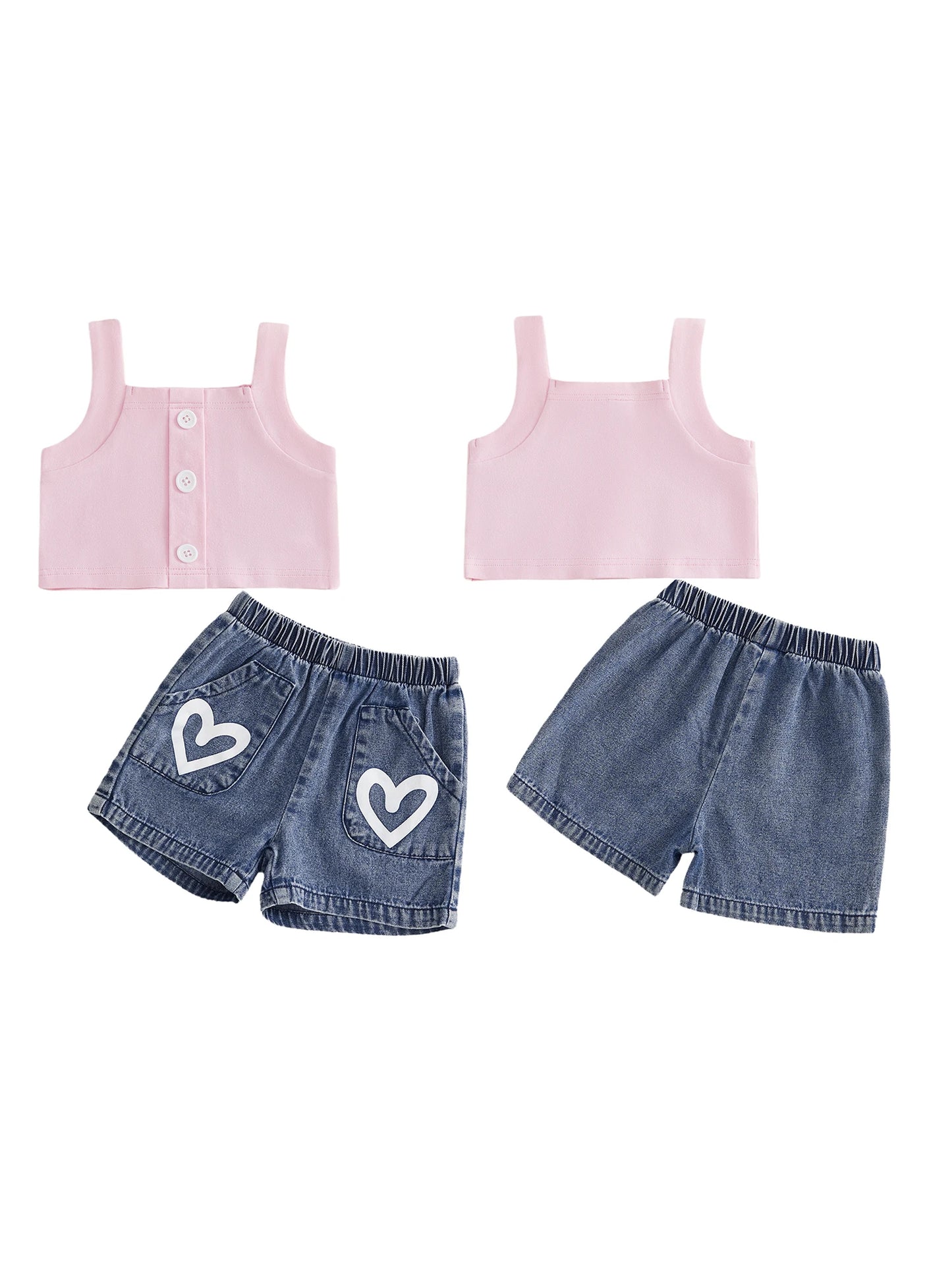 Girls Floral Sleeveless Crop Top And High Waist Shorts Set