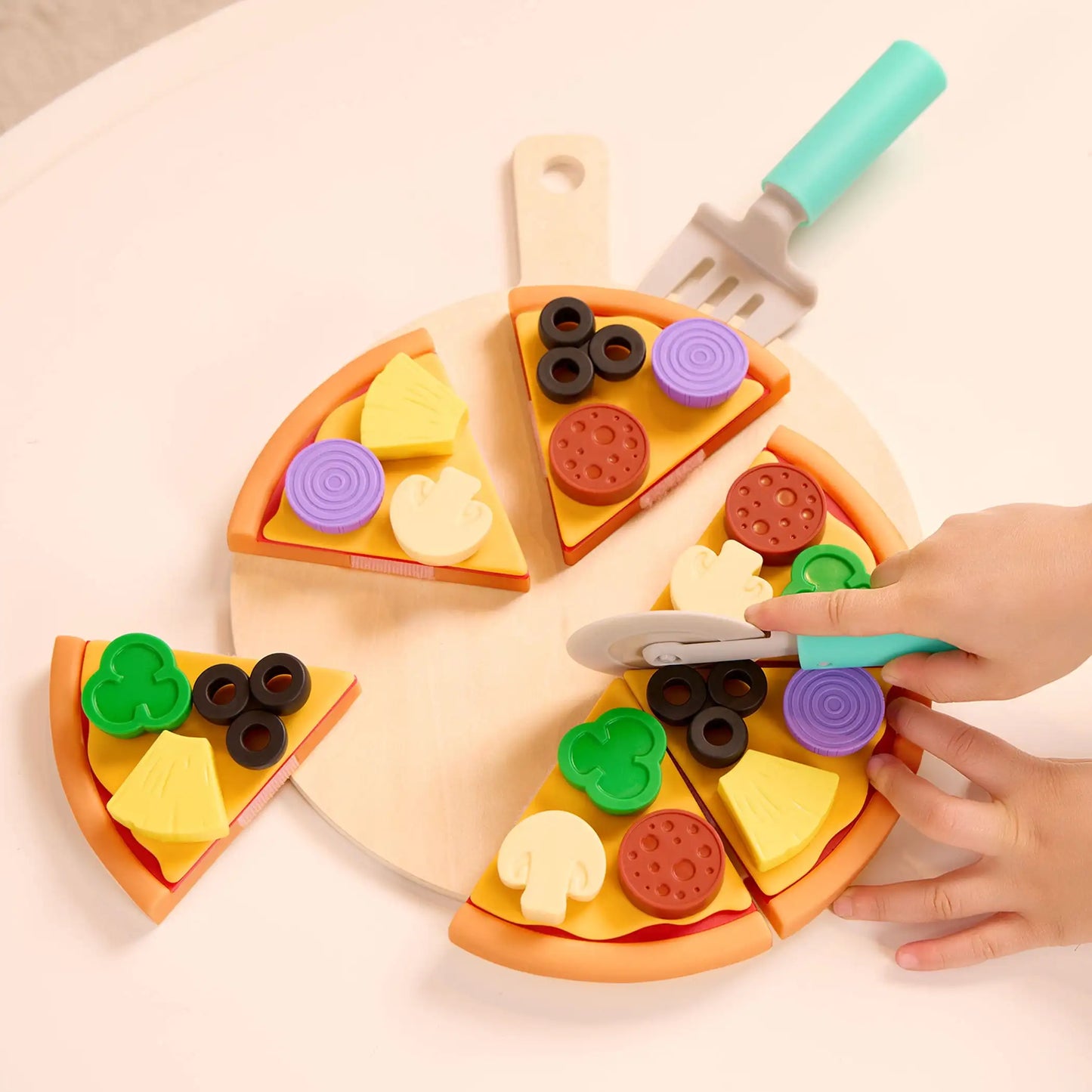 SHXI Pizza Slice Toy Set With Multicolor Toppings And Board