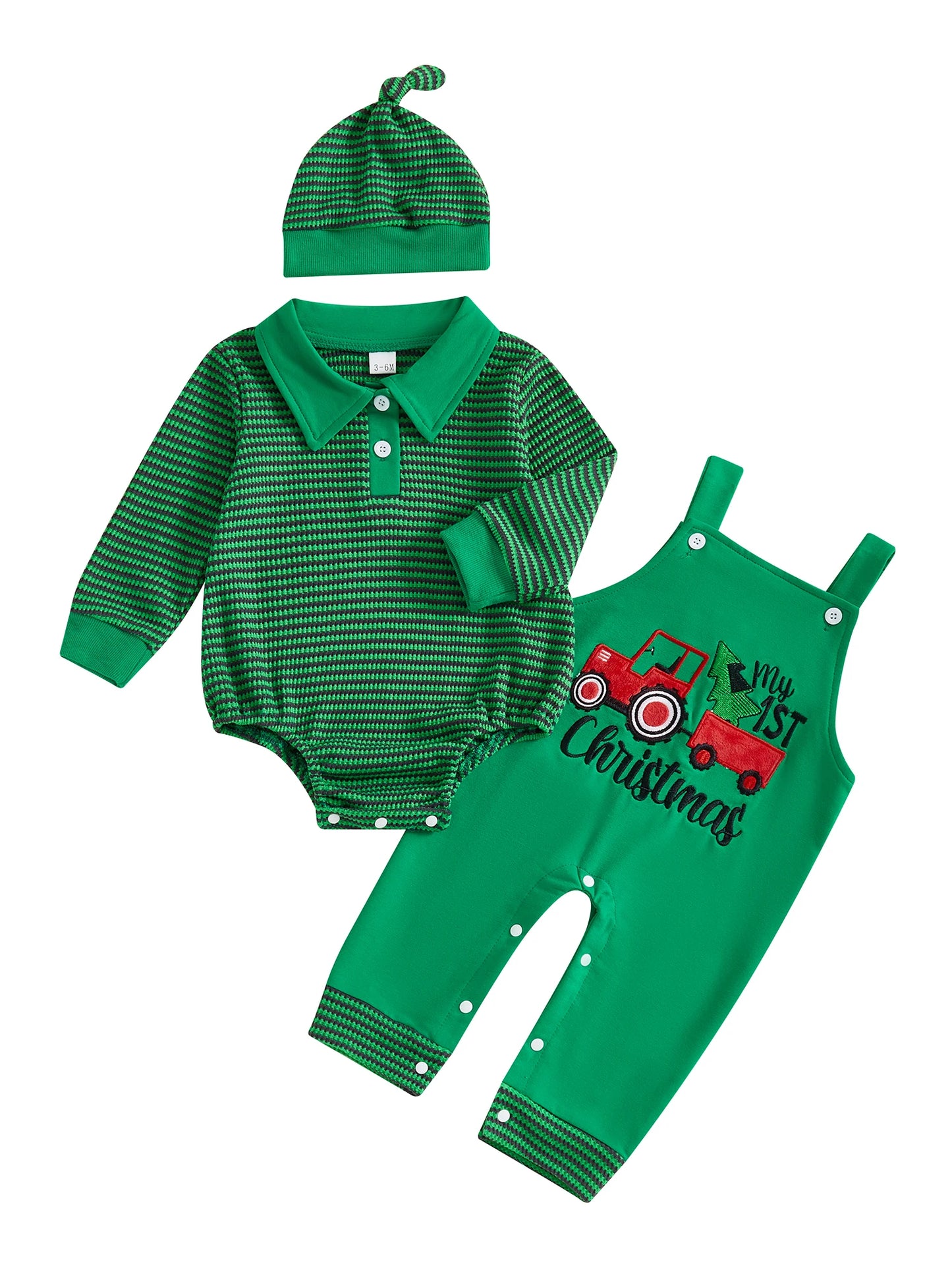 Winter Baby Girl Plaid Romper Set 3Pcs With Christmas Bow