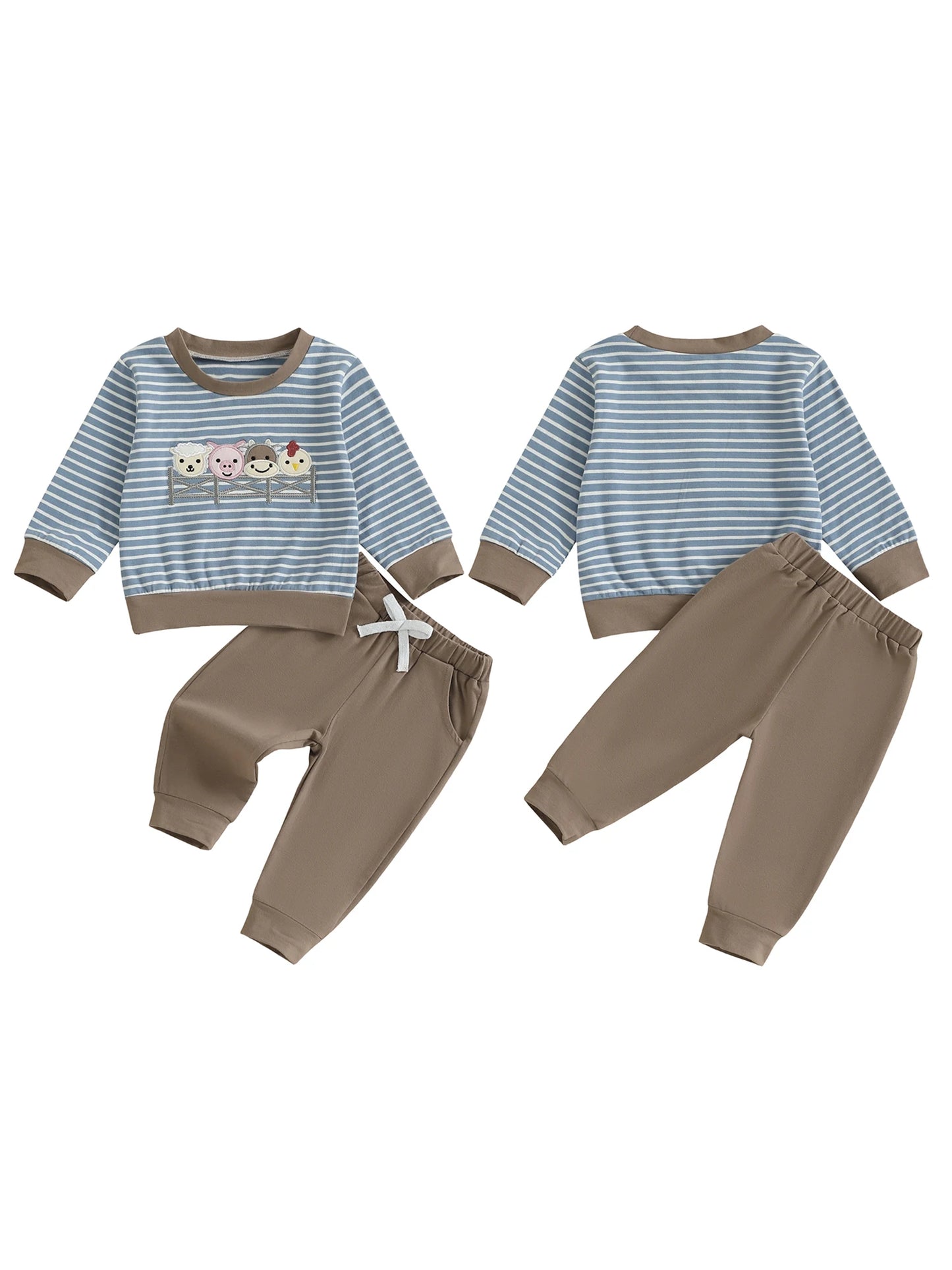 Toddler Boy Piece Striped Top And Elastic Waist Pants Set