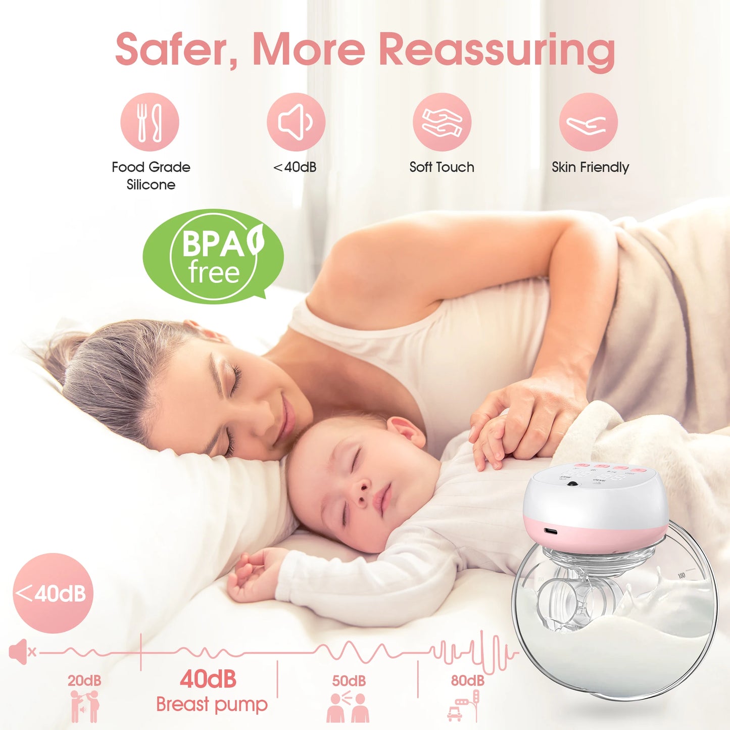 Hign-concerned Wearable Electric Breast Pump USB 1200mAh