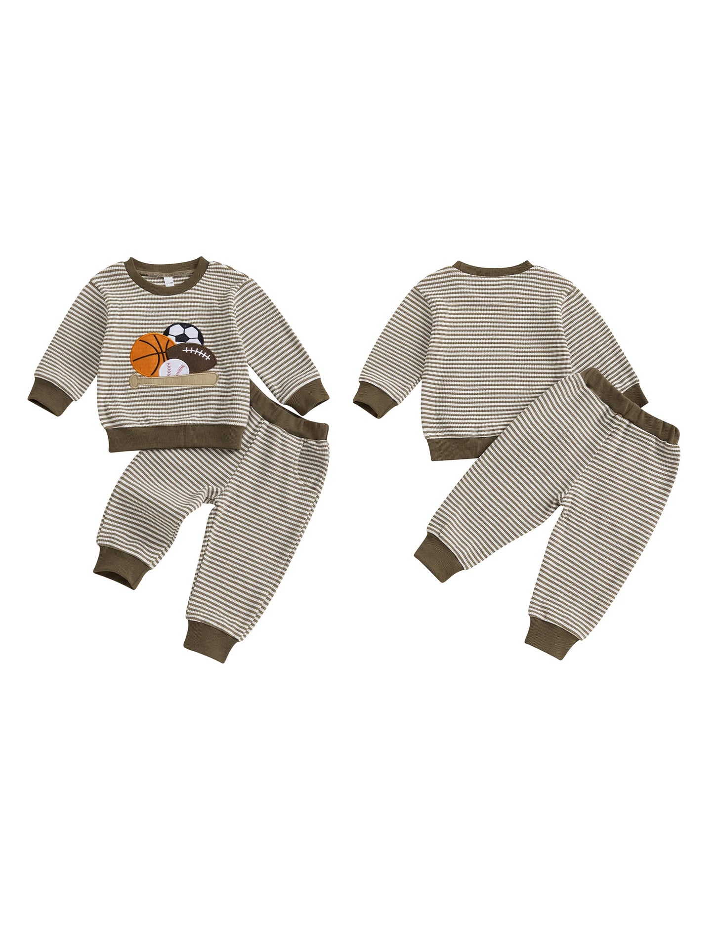 Guangdong Toddler Autumn Outfit Striped Sweatshirt Set
