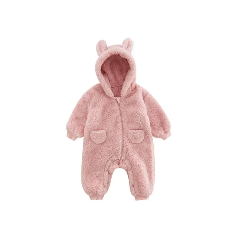 Guangdong CN Baby Winter Warm Fleece Hooded Jumpsuit Rompers
