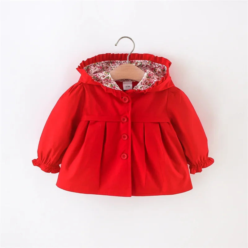 Newborn Baby Girl Hooded Windbreaker Coat Outerwear