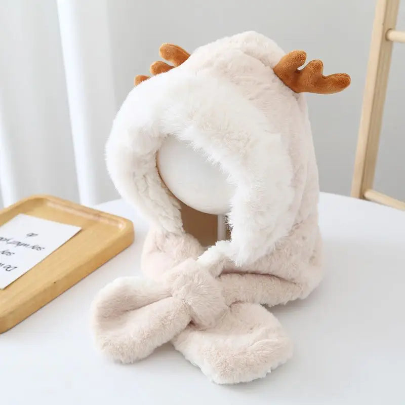 Arthmix Winter Infant Beanie Deer Antler With Faux Fur Earflap