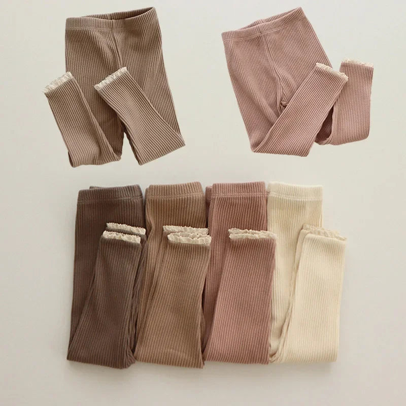Newborn Baby Leggings Ribbed Cotton Pants For Girls